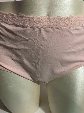 Catherines Full Brief Panties Underwear Cotton Blend Lace Pink Plus 3X